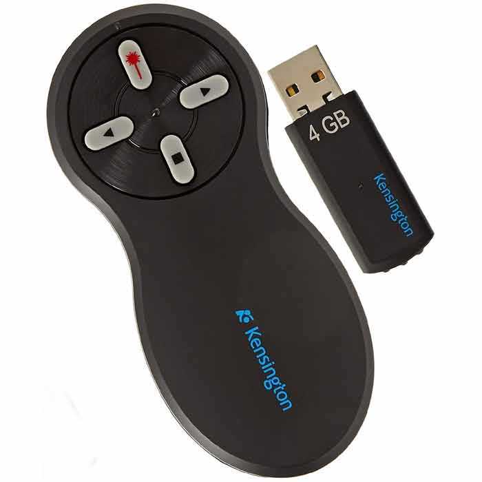 Kensington Wireless Presenter with Red Laser Pointer and Integrated 4GB Memory