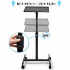 Height Adjustable Single Shelf Projector Stand with Trolley - Duronic Projector Stand WPS20