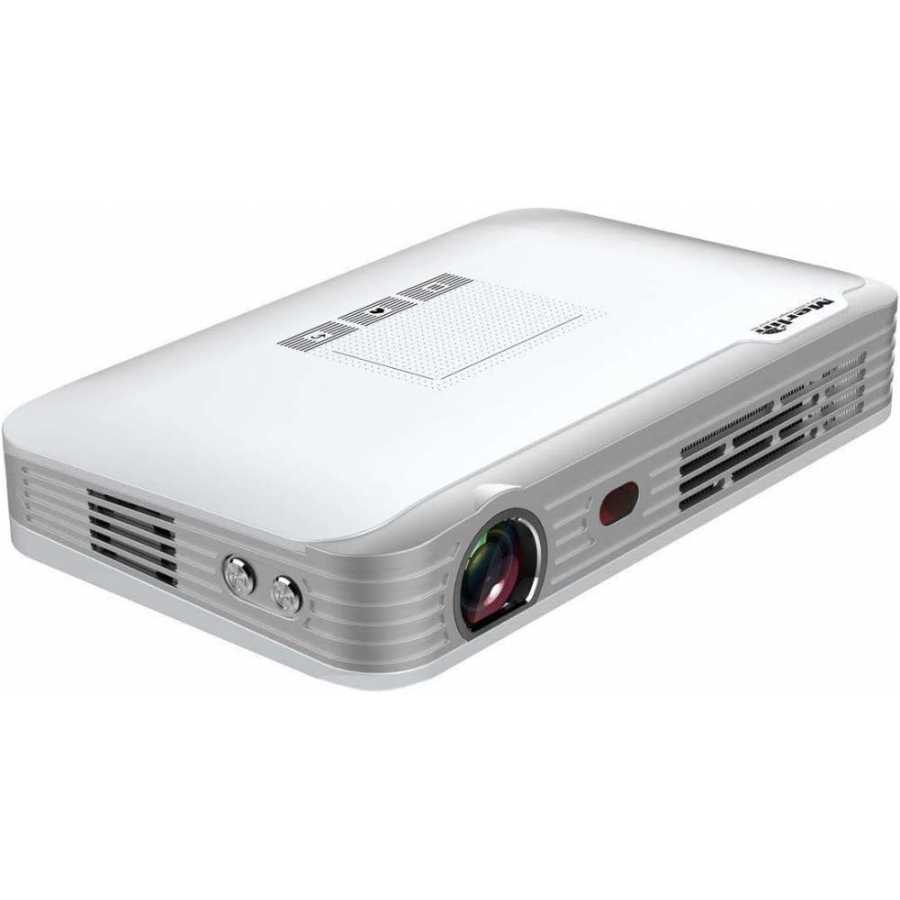 MERLIN 3D PocketBeam PRO 4K-Compatible Portable Mini Projector - 2500 Lumens, WXGA, Up to 350" Display, 7800mAh Battery, Android
